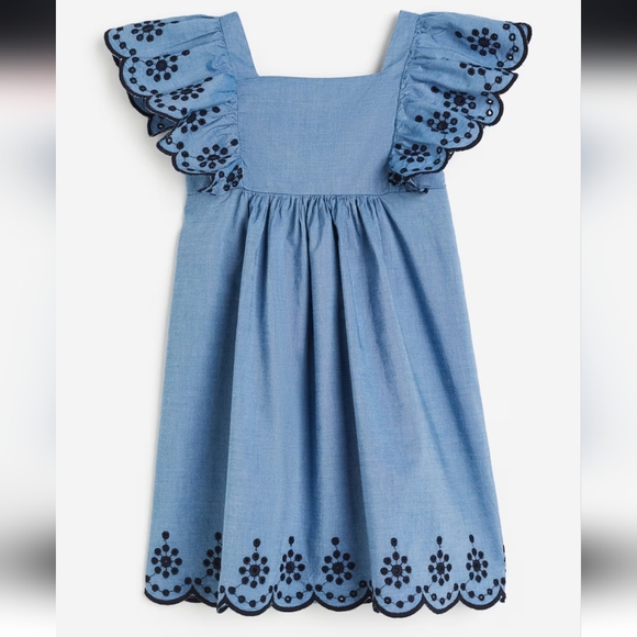 H&M | Blue Kids Dress with Scalloped Trim - Picture 6 of 7